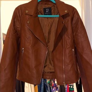 Brown Moto Asymmetrical Jacket
